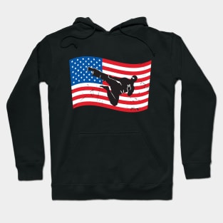 USA Flag Flying Kick Hoodie